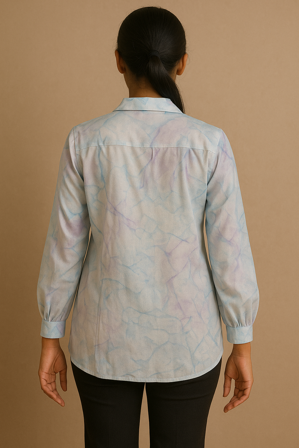 Marble Print Button-Down Shirt